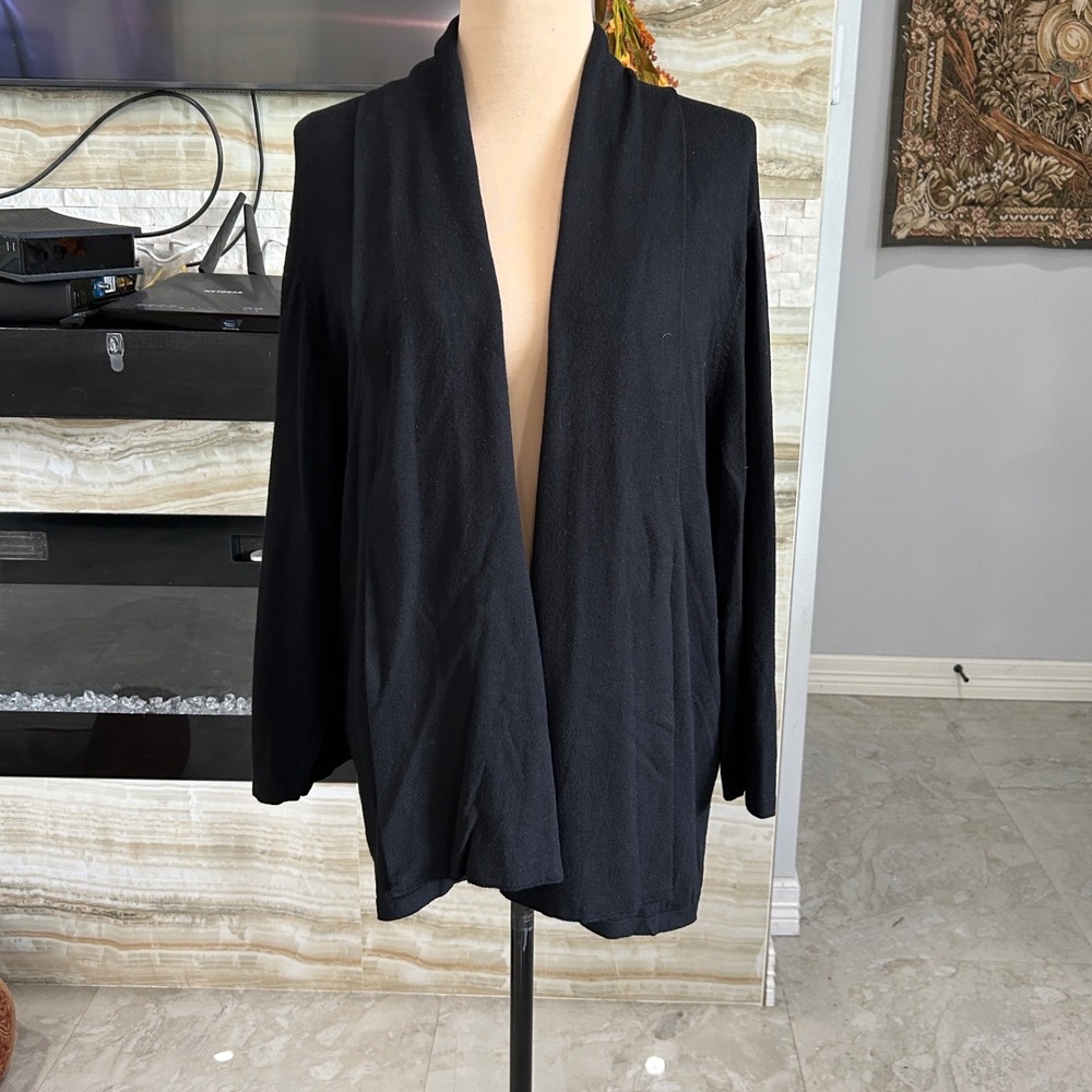 Talbots Woman 3X Black‎ Knit Open Front Cardigan Sweater Plus Size